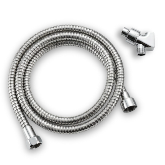 One five-foot stainless-steel hose and adjustable holder set