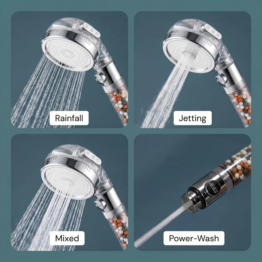 Classic rainfall, jetting, mixed and power-wash spray functions